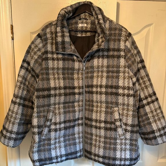 Women’s Penningtons Wool-Blend Plaid Zip Jacket – Size 3X – Like New - Picture 1 of 4